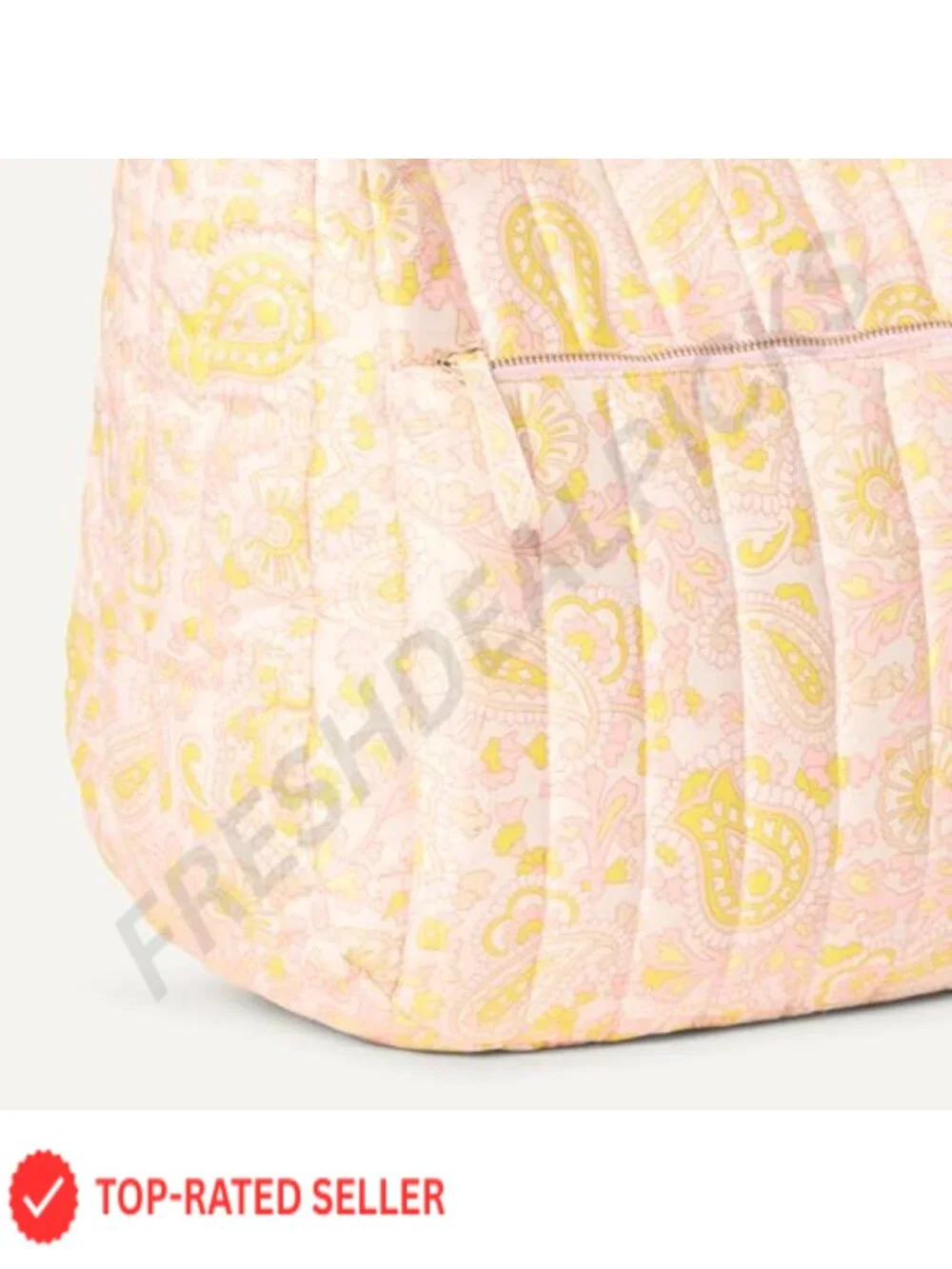 Quilted Cotton Puffer Tote Bag with Zipper Shoulder Bag